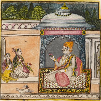 Un Raja écoutant de la musique sur une terrasse, vers 1800 - Svarup Ram