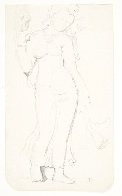 Femme debout. Feuille d