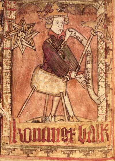 Le Roi rendant justice, des Codes de loi nationaux de Magnus Eriksson, vers 1450 - Swedish School