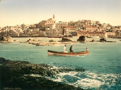 Port de Jaffa avec la ville en arrière-plan, c.1880-1900 (photochromie) - Swiss Photographer