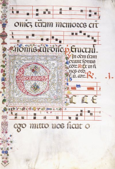 Une grande initiale décorée "E", vers 1500 - Swiss School