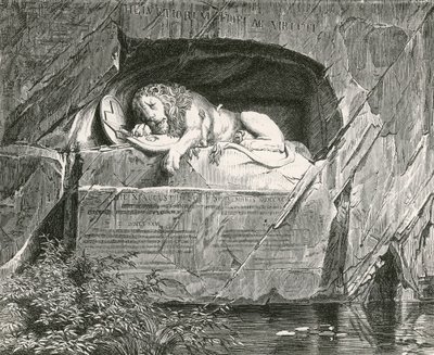 Monument à Lucerne aux Gardes Suisses tombés en défendant la famille royale de France, 10 août 1792 - Swiss School