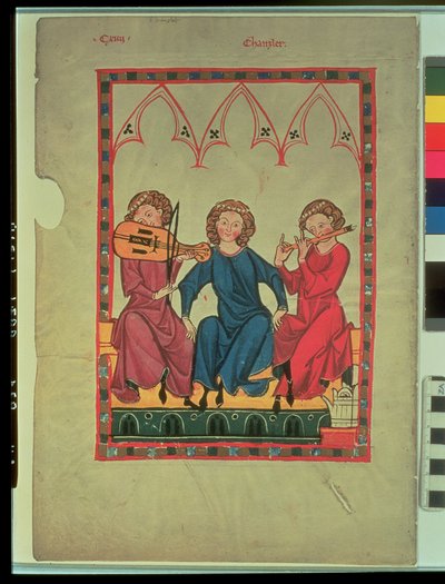 Musiciens, du Codex Manasse, une collection de chansons d