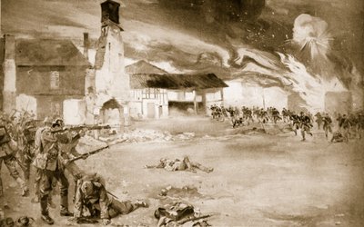 Les Français battent la garde impériale allemande dans un village qui a changé de mains quatre fois, 1914-19 - Sydney Adamson