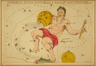 Verseau, Piscis Australis et Ballon Aérostatique, Illustration de 