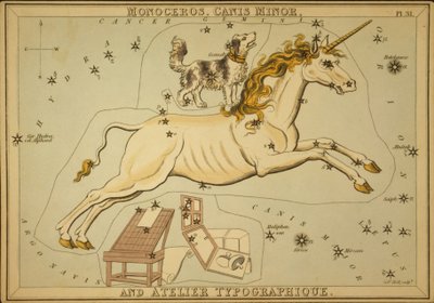 Monoceros, Canis Minor, et Atelier Typographique, Illustration de 