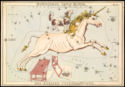 Monoceros, Canis Minor et Atelier Typographique, vers 1825 - Sydney Hall