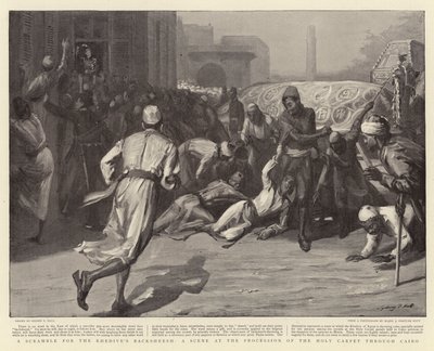 Une Bousculade pour le Baksheesh du Khédive, une scène à la Procession du Saint Tapis à travers Le Caire - Sydney Prior Hall