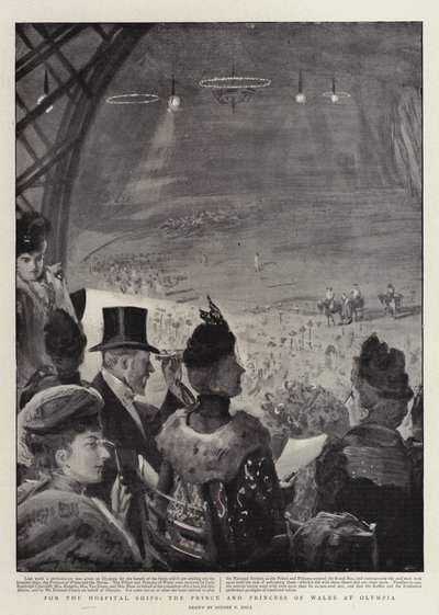 Pour les navires-hôpitaux, le prince et la princesse de Galles à Olympia - Sydney Prior Hall