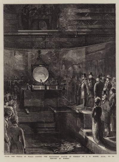 SAR le Prince de Galles fondant la statue équestre de lui-même par J E Boehm, ARA à ériger à Bombay - Sydney Prior Hall