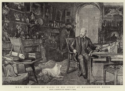 S.A.R. le Prince de Galles dans son bureau à Marlborough House - Sydney Prior Hall
