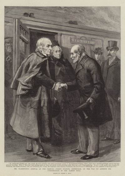 Arrivée de M. Gladstone à la gare de Prince