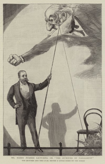 M. Harry Furniss donnant une conférence sur Les Humours du Parlement - Sydney Prior Hall