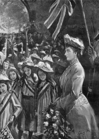 La princesse Louise passant en revue vingt mille enfants à Battersea Park, illustration de 
