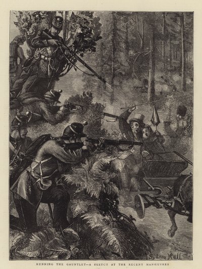 Passer sous les fourches caudines, croquis des récentes manœuvres - Sydney Prior Hall