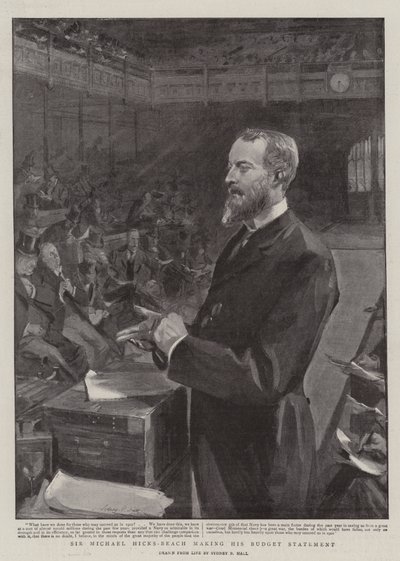 Sir Michael Hicks-Beach faisant sa déclaration budgétaire - Sydney Prior Hall