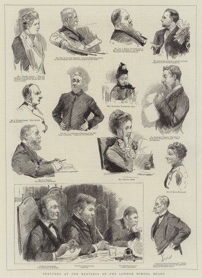 Croquis lors des réunions du London School Board - Sydney Prior Hall