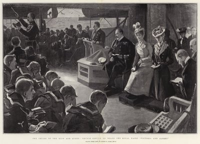La croisière du roi et de la reine, service religieux à bord du yacht royal Victoria et Albert - Sydney Prior Hall