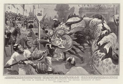 Le duc de Cornouailles en Australie occidentale, la procession chinoise à Perth - Sydney Prior Hall