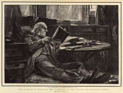 Le soir de ses jours, M. Gladstone dans la bibliothèque du château de Hawarden - Sydney Prior Hall