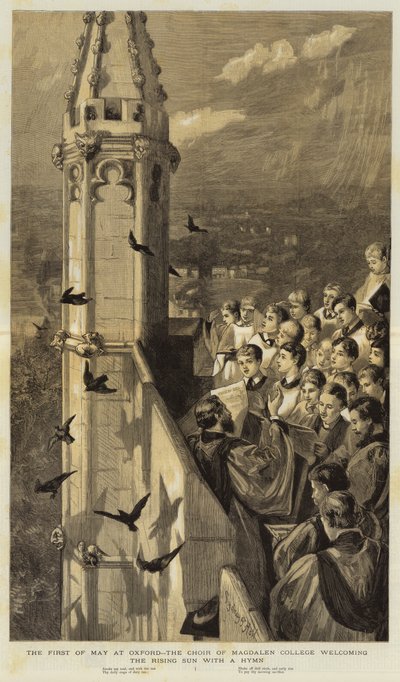 Le premier mai à Oxford, le chœur du Magdalen College accueillant le lever du soleil avec un hymne - Sydney Prior Hall