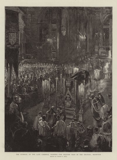Les funérailles du défunt cardinal Manning, la messe de requiem à l