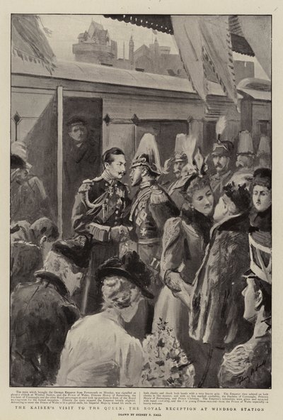 La visite du Kaiser à la Reine, la réception royale à la gare de Windsor - Sydney Prior Hall