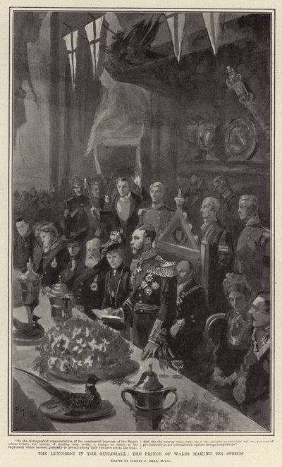 Le Déjeuner dans le Guildhall, le Prince de Galles faisant son Discours - Sydney Prior Hall