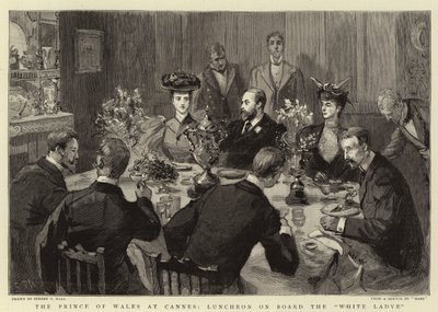 Le Prince de Galles à Cannes, déjeuner à bord du White Ladye - Sydney Prior Hall