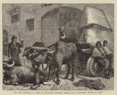 La matière première, une équipe de buffles apportant du marbre à un atelier de sculpteur à Rome - Sydney Prior Hall