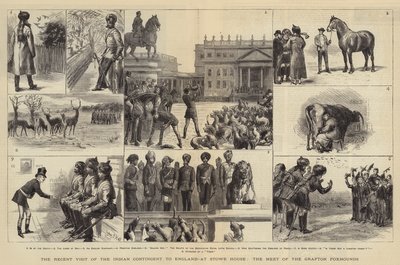 La Visite Récente du Contingent Indien en Angleterre, à Stowe House, la Rencontre des Grafton Foxhounds - Sydney Prior Hall