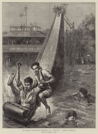 Toboggan aquatique, un amusement nouveau - Sydney Prior Hall