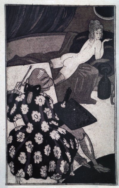 Érotisme : Giacomo Casanova (1725-1798) représentant sa maîtresse allongée nue sur un canapé - Sylvain Sauvage