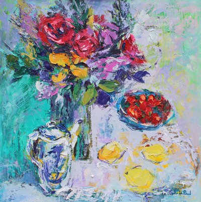 Fraises avec fleurs - Sylvia Paul