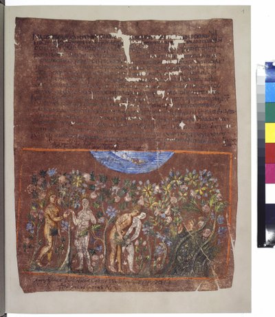 Pleine page : texte et miniature : La chute de l
