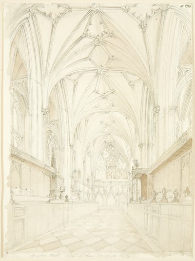 Chœur de la cathédrale de Bristol regardant vers l