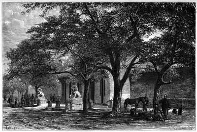 Légation de France entrée à Pékin (Beijing) au 19e siècle. Gravure d