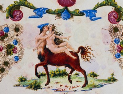 Centaure et figure féminine, Volume II f 287, v, Bible de Borso d