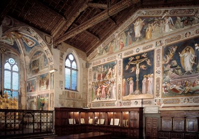 Vue intérieure de la sacristie avec des fresques représentant la passion de Jésus - Taddeo Gaddi
