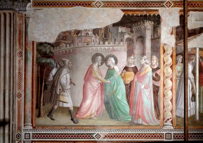 La vie de la Vierge : rencontre de Joachim et Anne à la porte dorée - Taddeo Gaddi