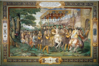 Le roi François Ier reçoit Charles V et le cardinal Alessandro Farnese à Paris en 1540. 1559 - Taddeo Zuccari