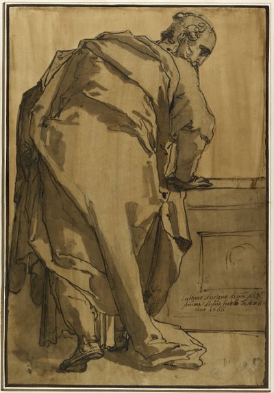 Un apôtre lourdement drapé vu de dos, 16ème siècle - Taddeo Zuccari
