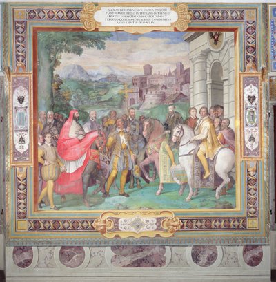 Charles V (1500-58) avec Alessandro Farnese (1546-92) à Worms, de la 