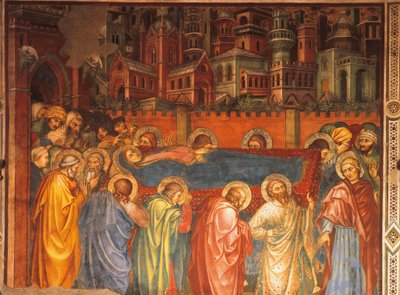 Funérailles de la Vierge, scène de la Vie de la Vierge - Taddeo di Bartolo
