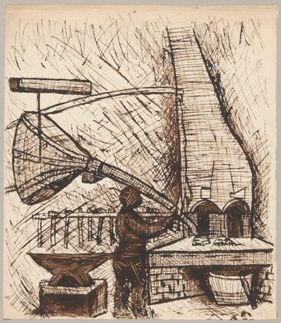 Forgeron près du four - Tadeusz Makowski