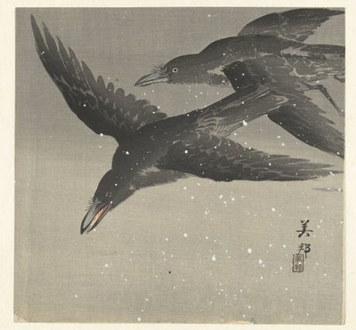 Corbeaux dans la neige - Takahashi Biho