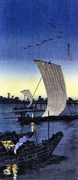 Bateaux du soir à Sekiyado - Takahashi  Hiroaki
