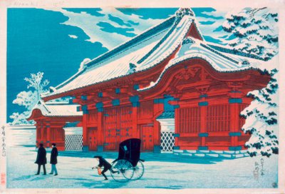 La porte rouge de Hongo sous la neige - Takahashi Hiroaki