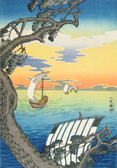 Bateaux de retour, vers 1930 - Takahashi Hiroaki