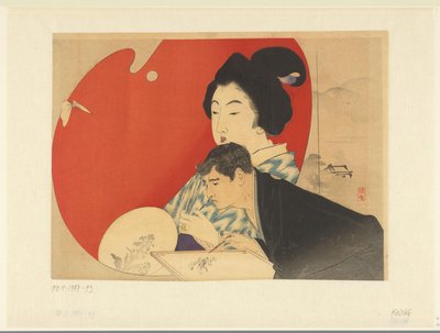 Peintre devant un écran peint - Takeuchi Keishū